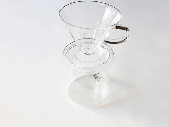 puebco glass coffee dripper set 8