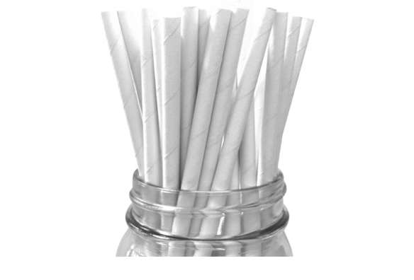 white solid 25pc paper straws 8