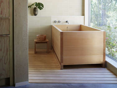 waterworks wood bathtub japanese soaking wood floor hero  