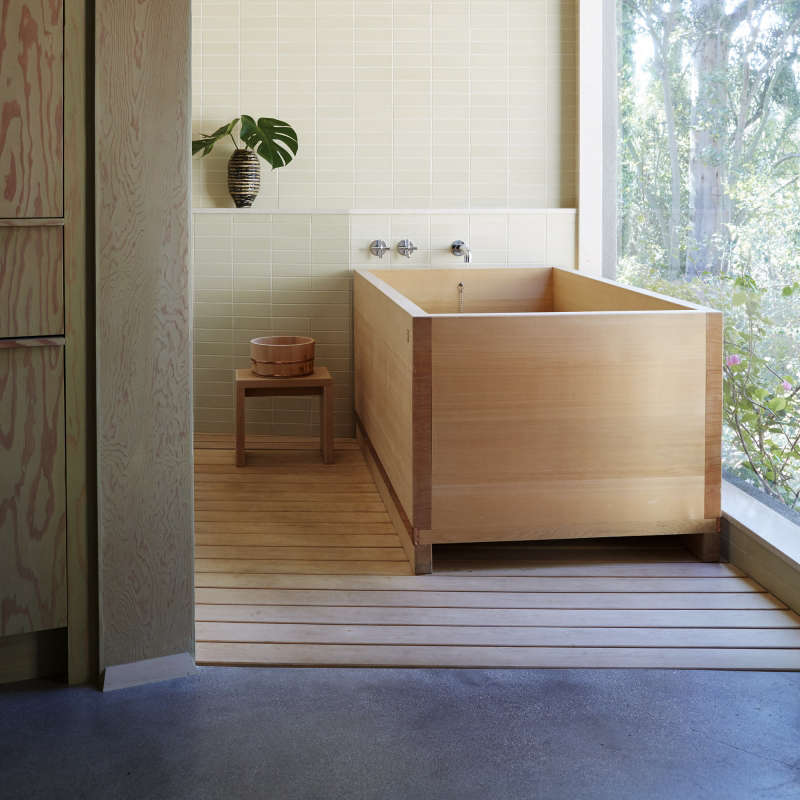 waterworks wood bathtub japanese soaking wood floor hero  _35