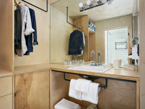 Coachman hotel tahoe plywood vanity bathroom  