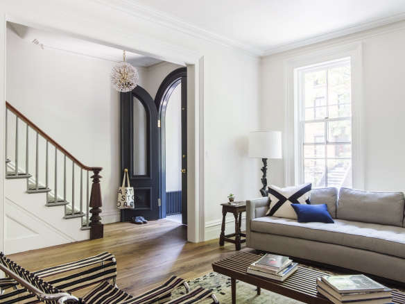 living room brooklyn brownstone remodeled elizabeth roberts  