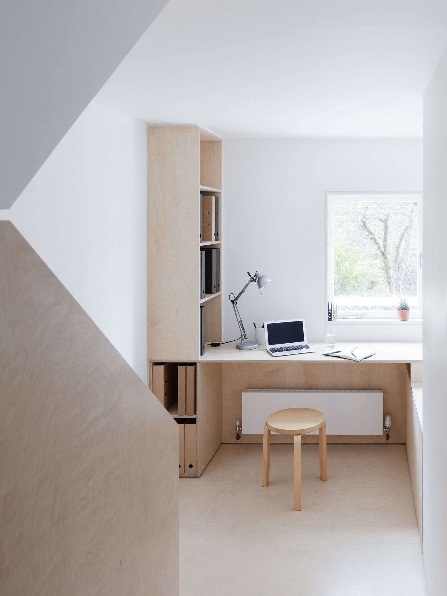Larissa Johnston Architects Islington maisonette birch plywood desk landing London 8