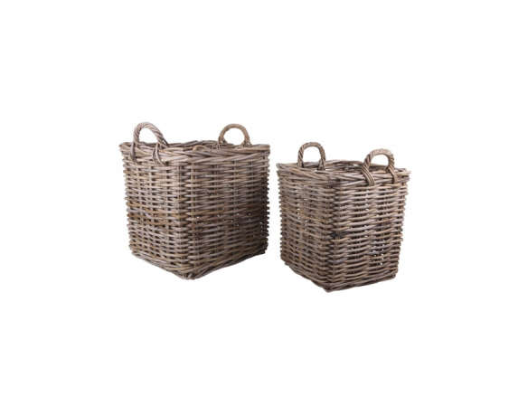 garden trading square rattan log baskets  