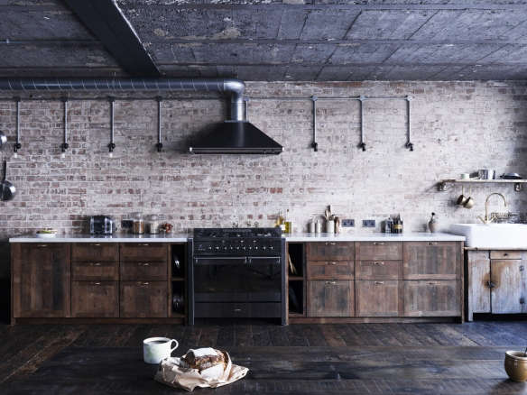 Mark Lewis Interior Design Hoxton Square loft kitchen brick reclaimed wood Rory Gardener photo 2  