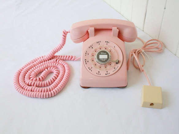etsy vintage pink telephone  