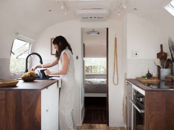 modern caravan airstream remodel kitchen  