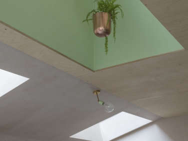 pink house kitchen skylight with hanging planters simon astridge architects london nicholas worley photo 8  