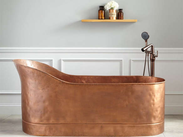 signature hardware henrick textured copper slipper tub  
