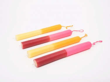 yellow pink red two tone candles handmade in mexico  