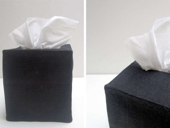 pi lo black linen tissue cover  