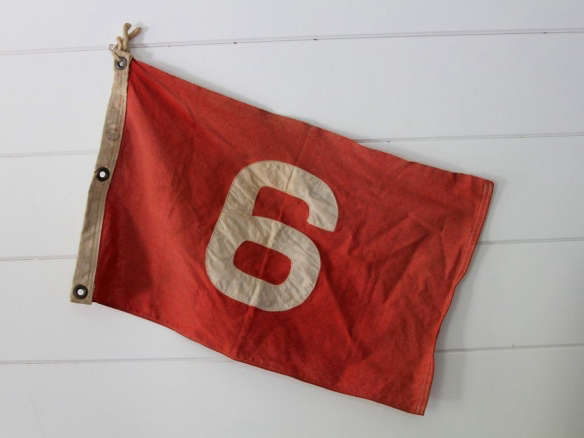 diamonds and rust vintage red number 6 flag  