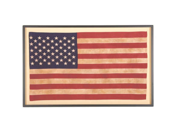 ethan allen vintage american flag framed  