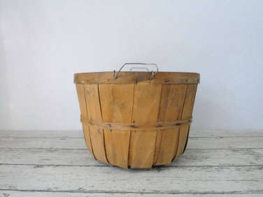 etsy vintage split wood bushel basket  