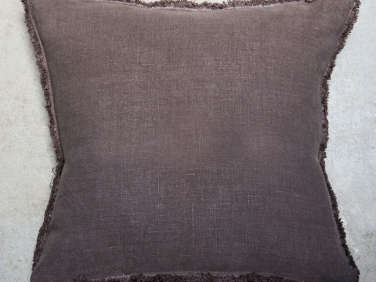 once milano toogood oxford linen cushion brown  