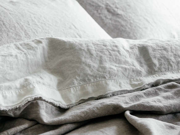 saphyr pure french linen bedding gray white  