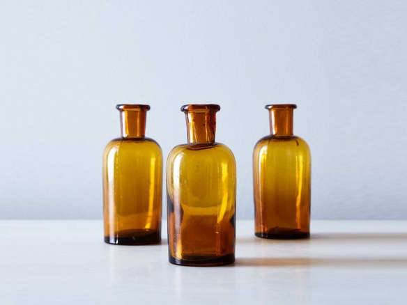 vintage french small amber apothecary jars  