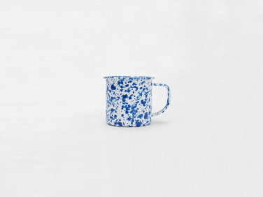 blue enamel splatter mugs  