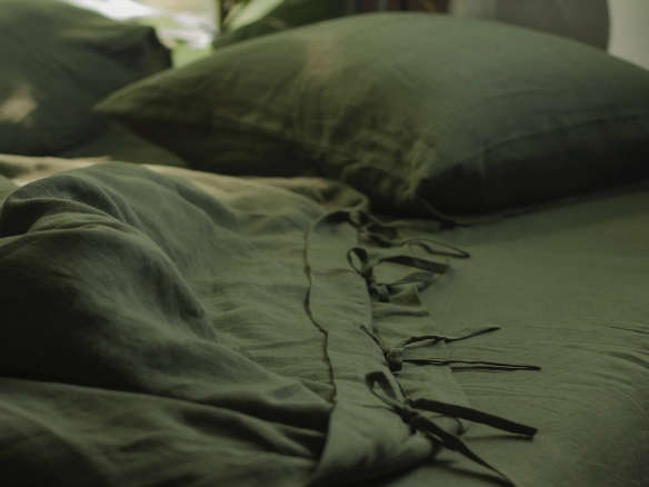 olive green stonewashed linen pillow case 8