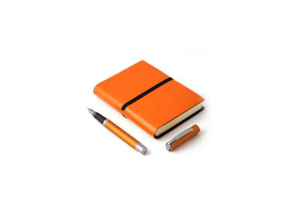 online orange fountain pen & ravello small leather journal 8