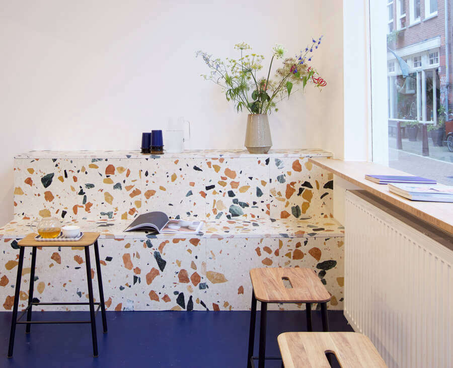 toki cafe amsterdam marmoleum bench cover