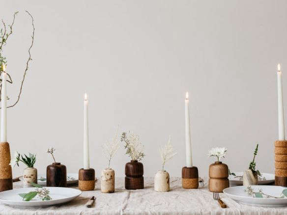 wooden vases melanie abrantes candles tabletop  