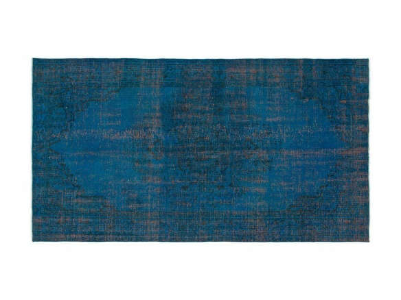 turquoise over dyed turkish vintage rug 8
