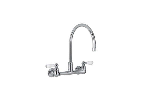 heritage two handle wall mount gooseneck sink faucet 8