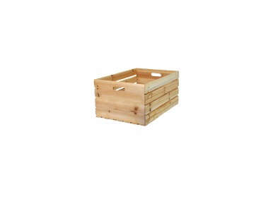 natural wooden storage crate in handles  