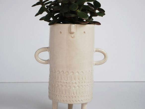 tall stamped tripod vase  