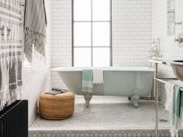 bathroom white subway hex tile brooklyn remodel elizabeth roberts cropped cover    