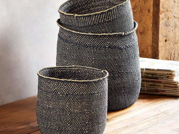 black handmade storage nesting baskets  
