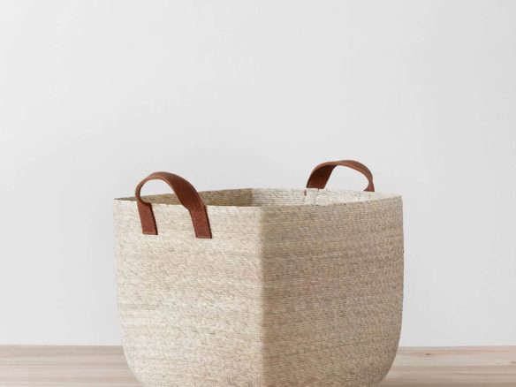 the citizenry woven storage basket leather handles  