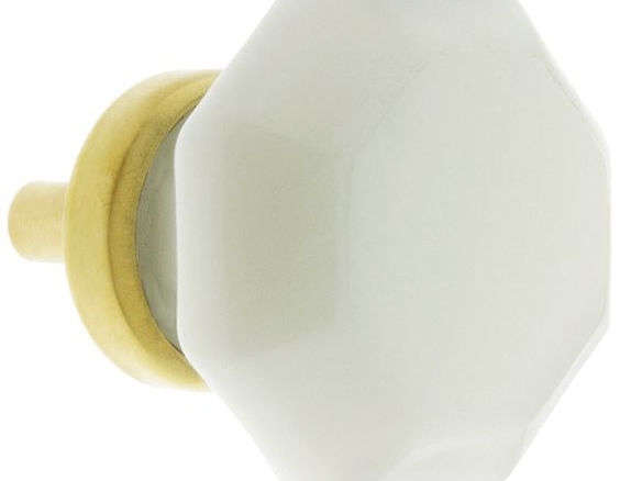octagonal milk white glass knob 8