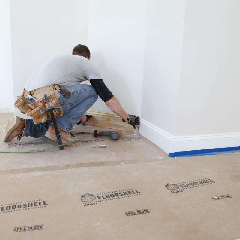 trimaco floor shell installing baseboard  