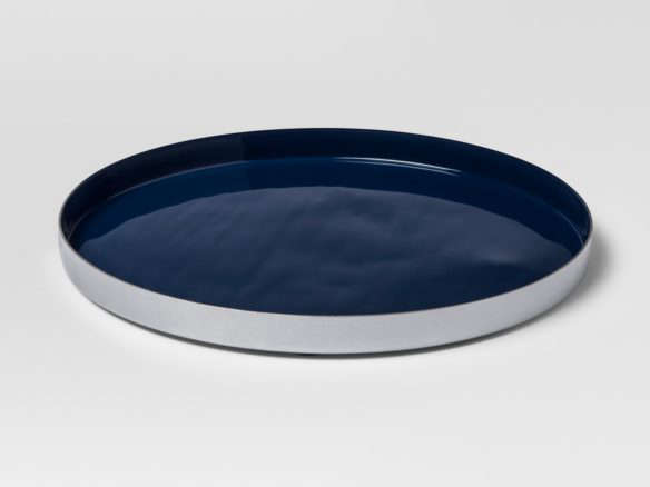 target project 62 round enamel tray navy silver  