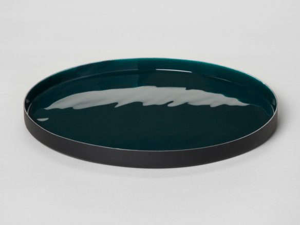 target project 62 round enamel tray teal black  