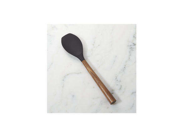 black silicone spoonula with acacia wood handle 8