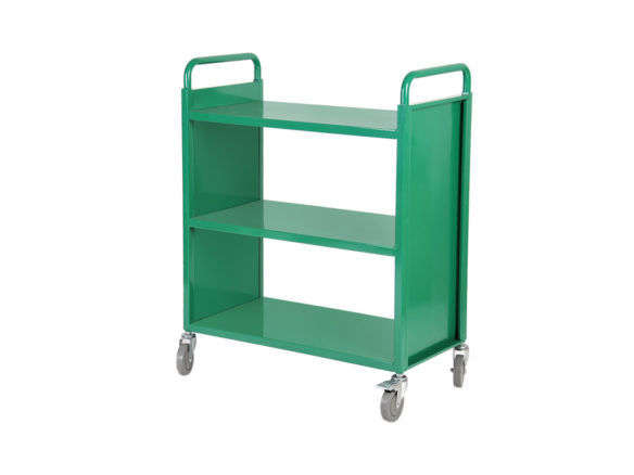 mobile book cart 3 shelves bright green  