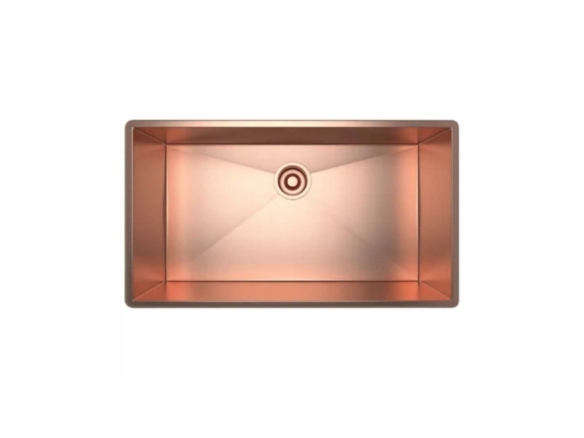 rohl brushed copper 30 in. ss single basin kitchen sink 8