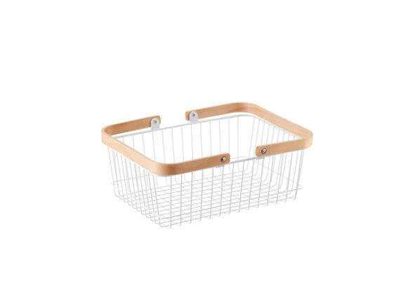 white wire basket with wooden handles 8