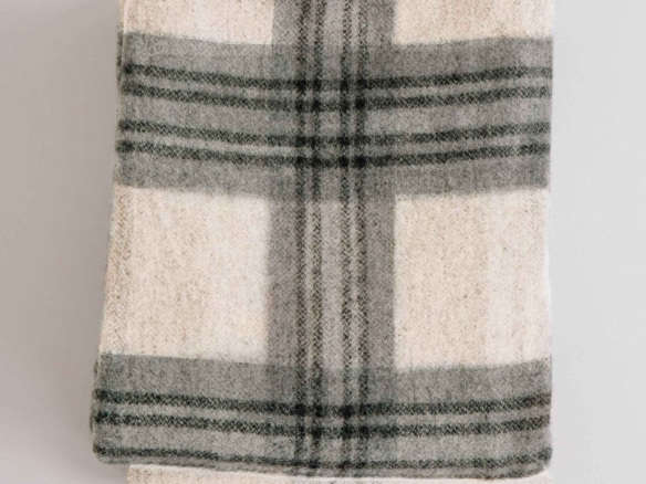 evangeline linens merino wool blanket fog ledge plaid  