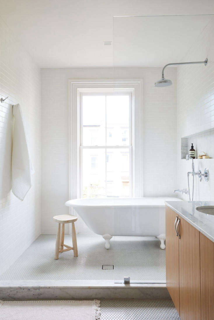 a brooklyn townhouse bathroom with rain shower designed by branca & co. pho 22