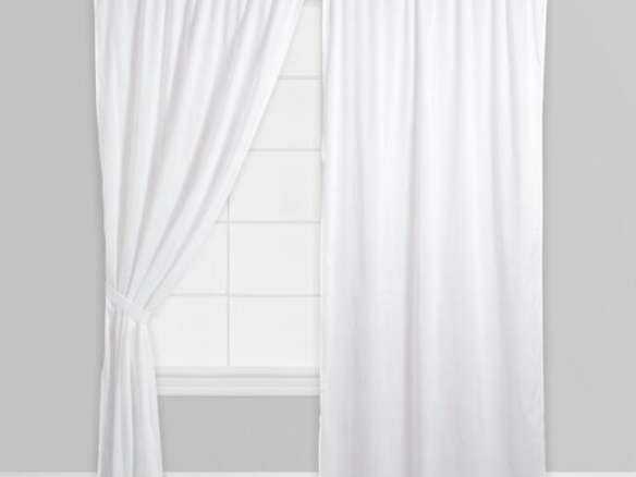 white cotton voile curtains set of 2  