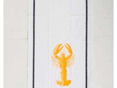 yellow lobster tea towel linen  