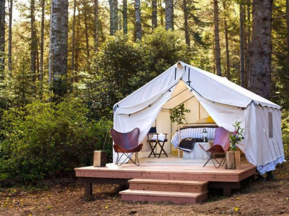 mendocino grove campground glamping tent exterior  