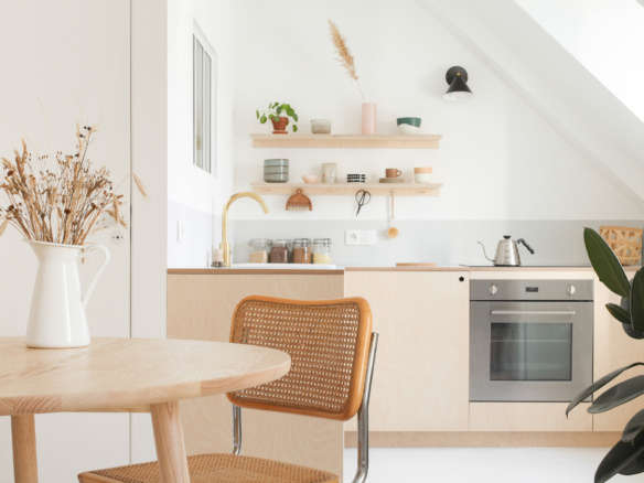 heju apartment paris diy minimalist kitchen with plywood cabinet fronts 2  