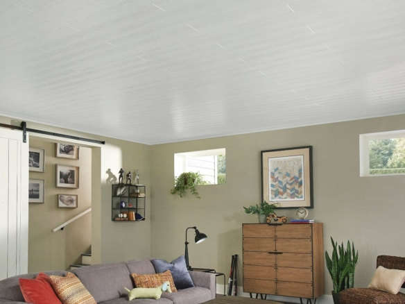 armstrong ceiling classic white basement after  