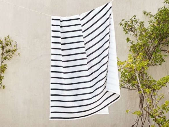 white company striped beach towel  