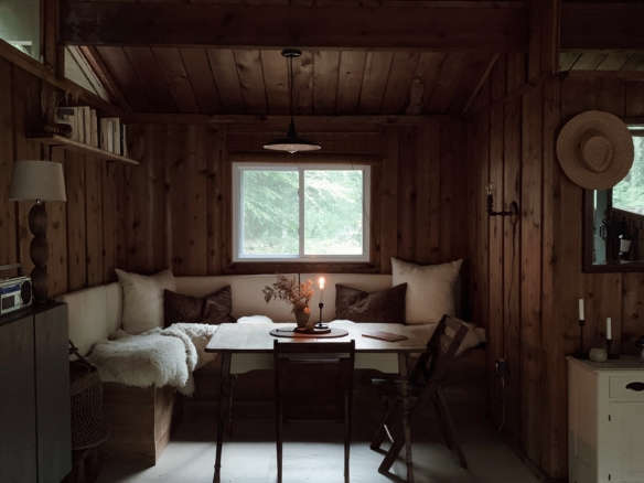 alice saunders new hampshire cabin dining nook  